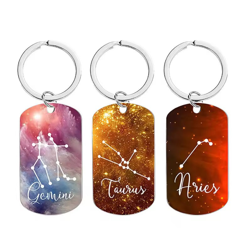 Birth star stainless steel keyrings