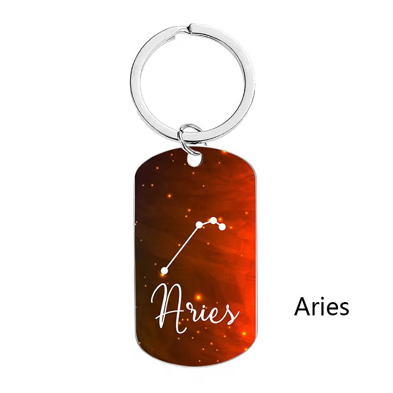 Birth star stainless steel keyrings