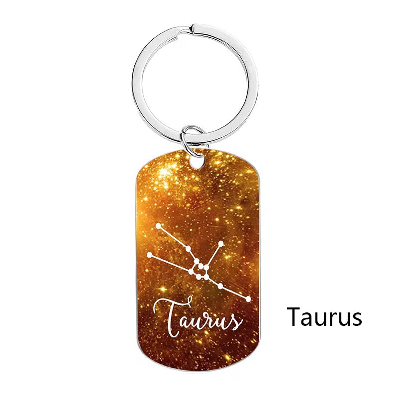 Birth star stainless steel keyrings