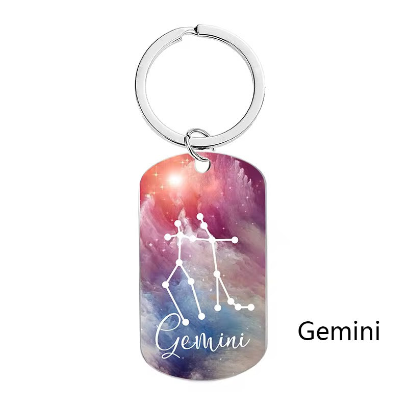 Birth star stainless steel keyrings