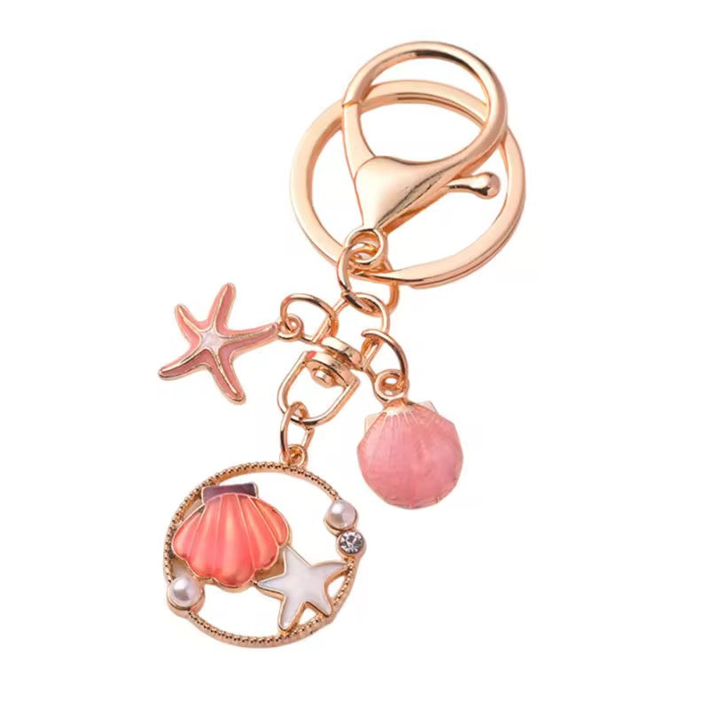 Shell starfish alloy enamel keychain