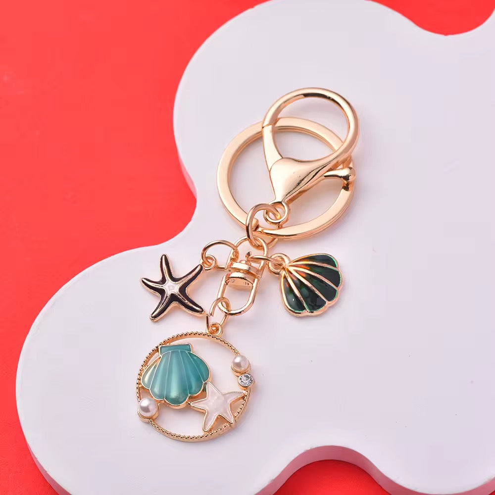 Shell starfish alloy enamel keychain