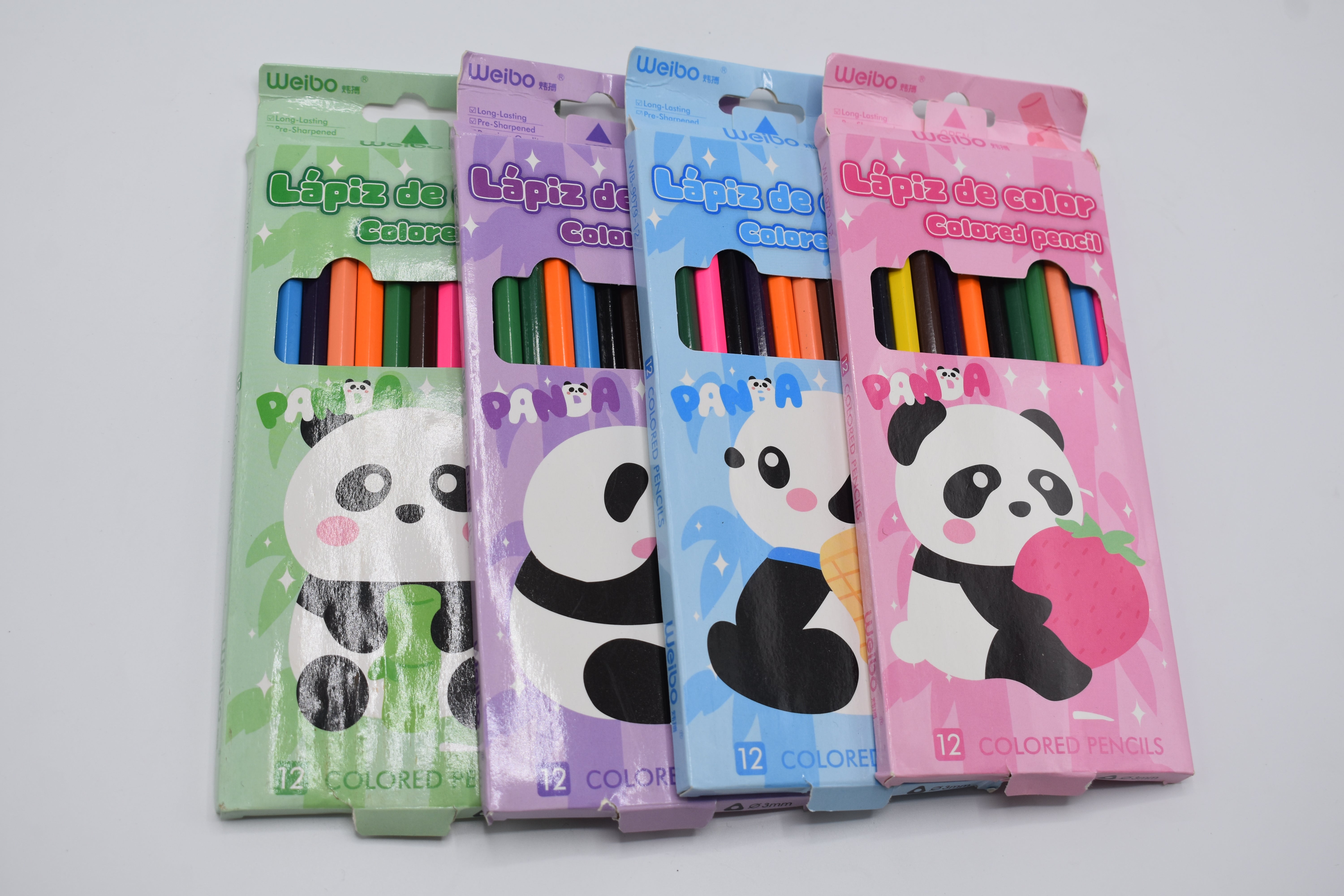 Wooden panda theme oil ased 12 color pencils