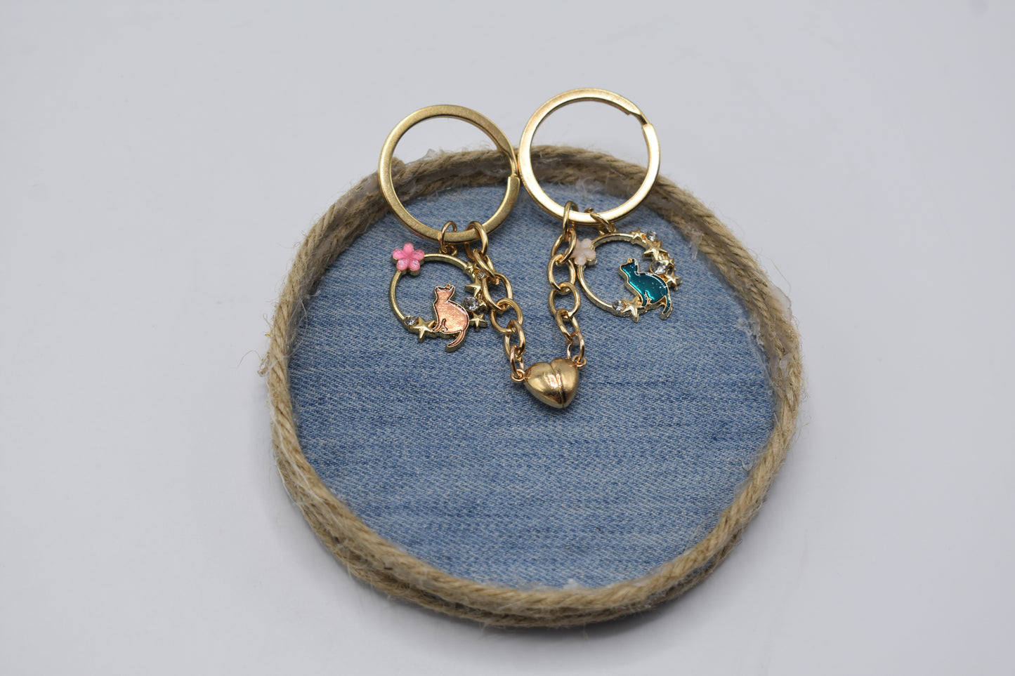 Kawaii best friends cat theme keyrings