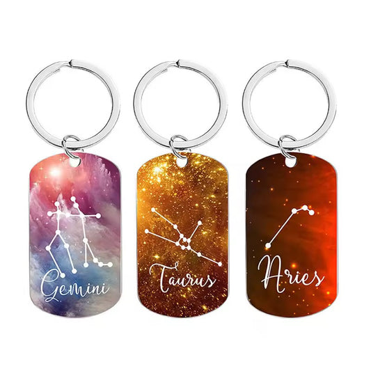 Birth star stainless steel keyrings