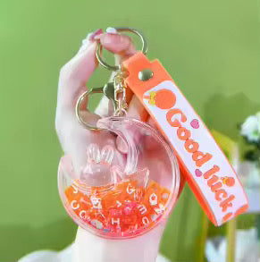 Luminous acrylic into the oil jelly beans bunny keychain