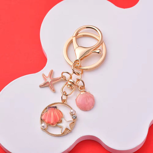 Shell starfish alloy enamel keychain