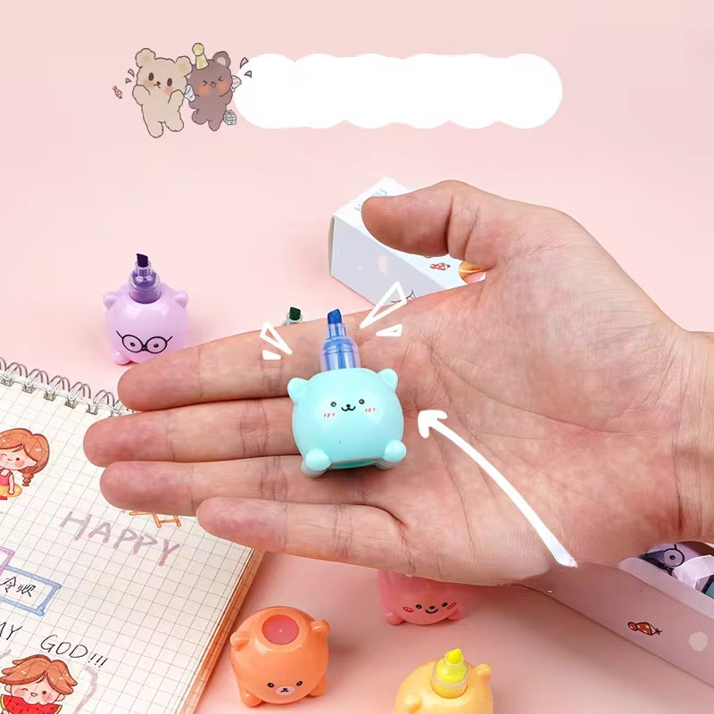 Kawaii 5 color bear flourescent marker set