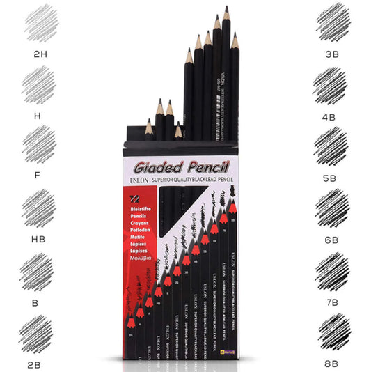 12 Sketch pencil graphite graded set