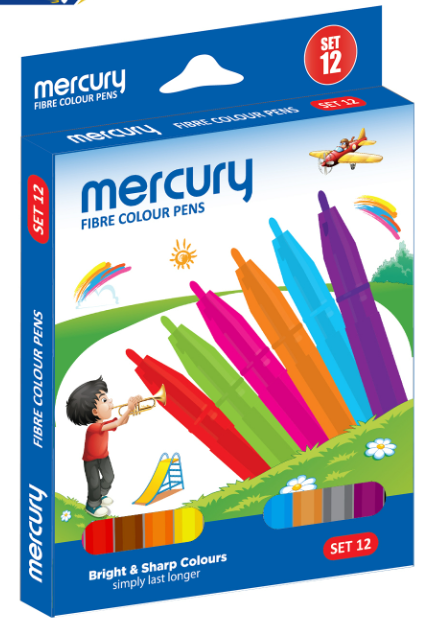 MERCURY fibre tip 12 color marker set