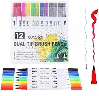 Color water based dual tip brush marker set