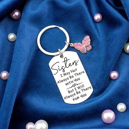 Stainlees steel sisters love keyrings