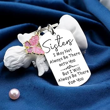 Stainlees steel sisters love keyrings